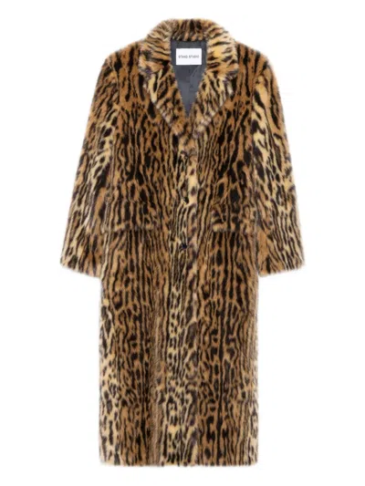 STAND STUDIO ANIMAL-PRINT FAUX-FUR COAT