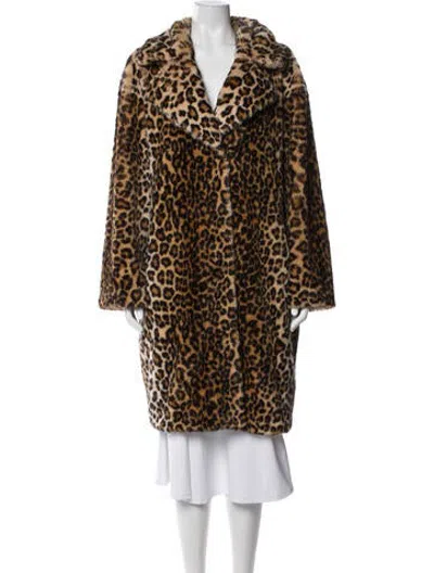 Pre-owned Stand Studio Animal Print Faux Fur Jacket In Brown
