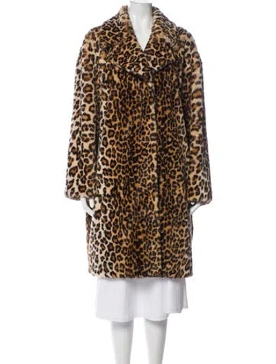 Pre-owned Stand Studio Animal Print Fur Coat In Brown