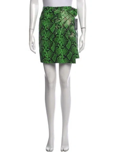 Pre-owned Stand Studio Animal Print Mini Skirt In Green