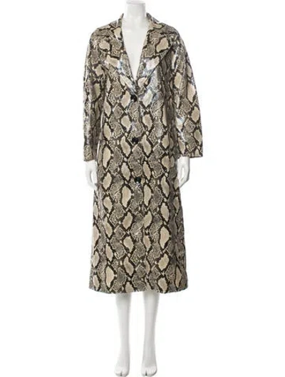 Pre-owned Stand Studio Animal Print Trench Coat In Neutral