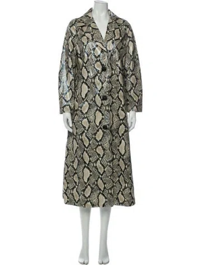 Pre-owned Stand Studio Animal Print Trench Coat In Neutral