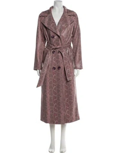 Pre-owned Stand Studio Animal Print Trench Coat In Pink