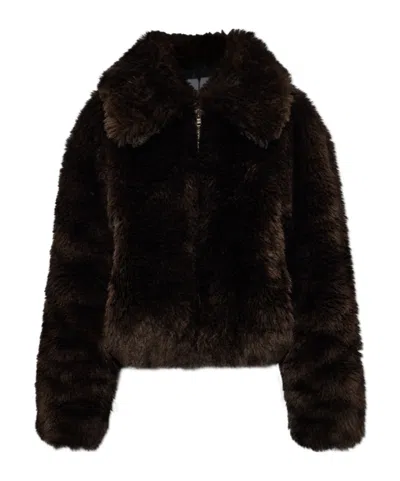 Stand Studio Aya Faux Fur Coat In Black