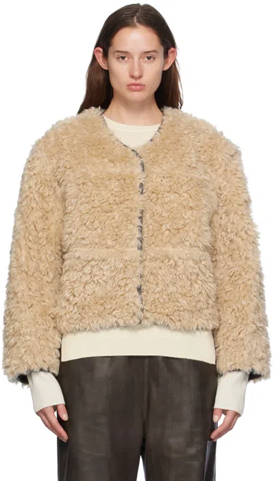 Stand Studio Beige & Gray Charmaine Reversible Faux-shearling Jacket In Multi