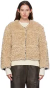 Stand Studio Beige & Gray Charmaine Reversible Faux-shearling Jacket In 10220 Natural Beige