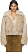 Stand Studio Beige Lena Faux-fur Jacket In 10200 Natural