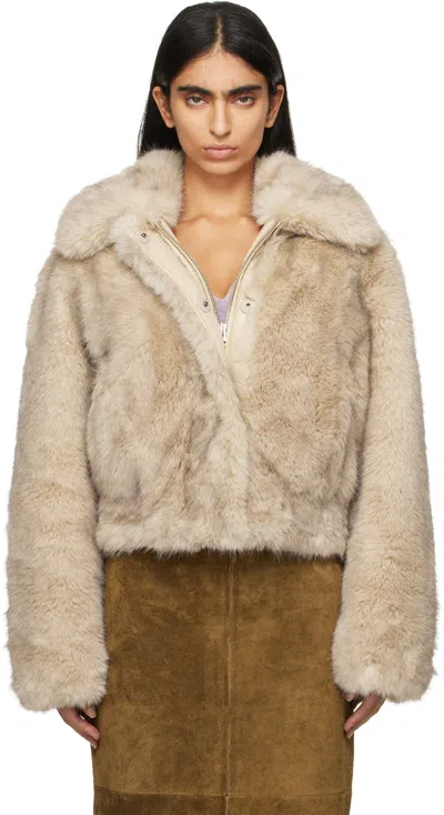Stand Studio Beige Lena Faux-fur Jacket In 10200 Natural
