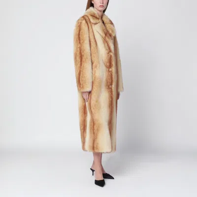 STAND STUDIO STAND STUDIO | BEIGE/REDDISH-BROWN NORA FAUX-FUR COAT