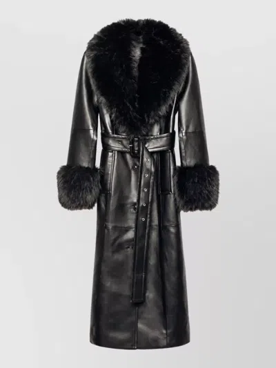 Stand Studio Belted Faux Leather Coat In Brown