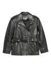 Stand Studio Belted Leather Jacket In Black