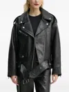 Stand Studio Belted Zip-front Leather Jacket In Black