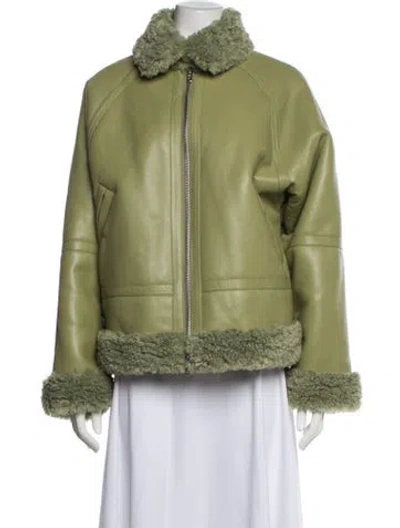 Pre-owned Stand Studio Biker Jacket In Green