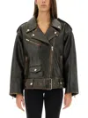 Stand Studio Stand Women Biker Jacket "isobelle" In Dark Brown