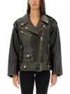 Stand Studio Stand Women Biker Jacket "isobelle" In Dark Brown
