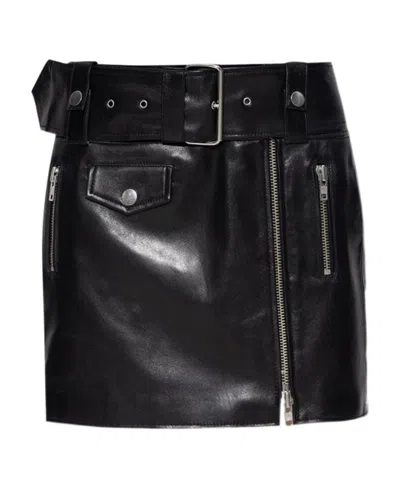 Stand Studio Biker-style Belted Skirt In Black