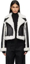 Stand Studio Double Breasted Faux Shearling Kristy Jacket In 89100 Black/off Whit