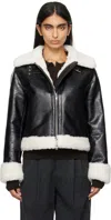 STAND STUDIO BLACK & OFF-WHITE LORELLE FAUX-SHEARLING JACKET