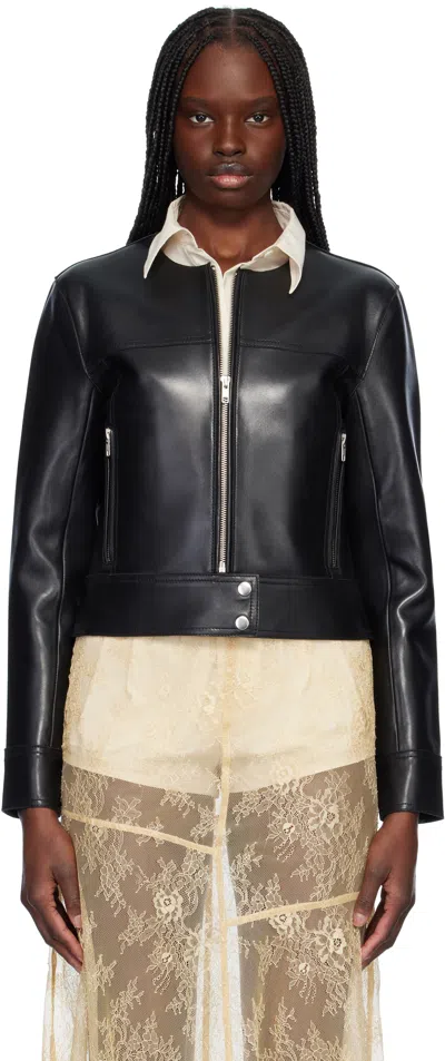 Stand Studio Black Cassie Leather Jacket In 89900 Black