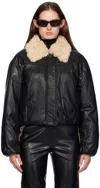 Stand Studio Black Fran Faux-leather Bomber Jacket