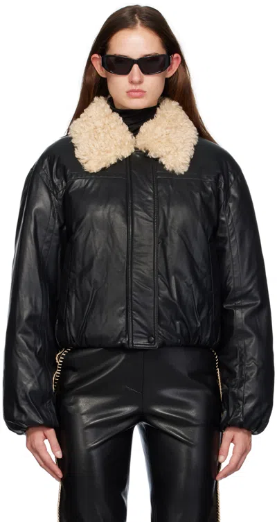 Stand Studio Black Fran Faux-leather Bomber Jacket