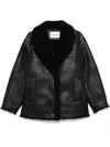 Stand Studio Louisa Shearling Collar Textured Jacket In Black