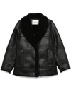 Stand Studio Louisa Shearling Collar Textured Jacket In Black