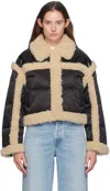 Stand Studio Black Mary Faux-shearling Down Jacket In 89110 Black/natural