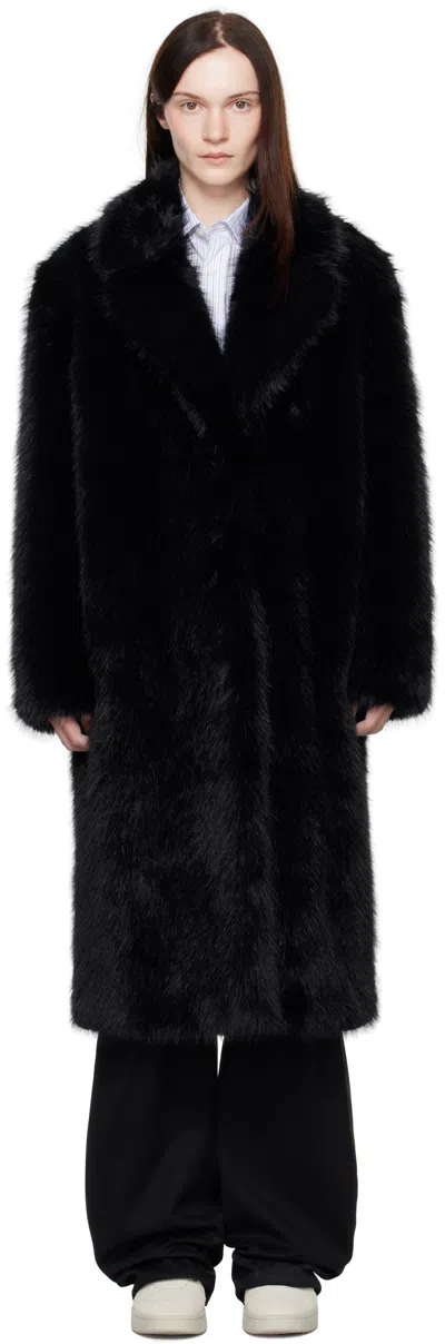 Stand Studio Black Mckenna Faux-fur Coat In 89900 Black