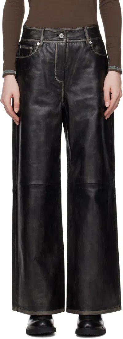 Stand Studio Black Mylah Leather Pants In 89994 Worn Black
