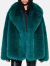 Stand Studio Maria Faux-shearling Long Coat In Grün