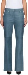 Stand Studio Blue Sahara Leather Pants In 69940 Washed Indigo