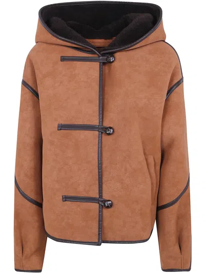 Stand Studio Bomber Jacket Faux Fur "fia" In Brown