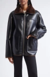 Stand Studio Reversible Jacket With High Collar And Plush Lining In Black