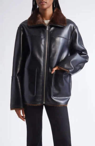 Stand Studio Brella Reversible Faux Leather Jacket In Black