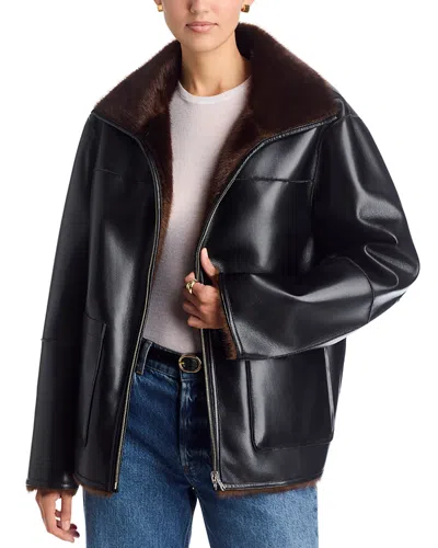 Stand Studio Brella Reversible Faux Shearling Jacket In Black