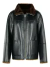 Stand Studio Reversible Jacket With High Collar And Plush Lining In Black