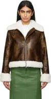 Stand Studio Brown & Off-white Lorelle Faux-shearling Jacket In 87100 Brown/off Whit