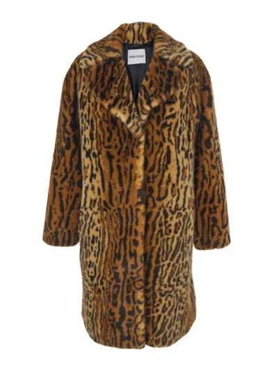 Stand Studio Brown Animal Print Trench Coat