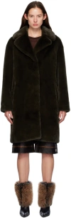 Stand Studio Camille Cocoon Leopard-print Faux Fur Coat In 87200 Ash Brown