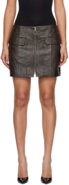Stand Studio Brown Elvira Leather Miniskirt In 10840 Worn Brown