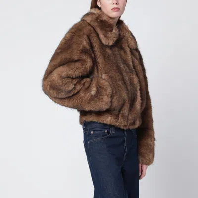 Stand Studio Brown Fauxfur Bomber
