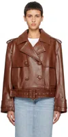 Stand Studio Brown Fern Faux-leather Jacket In 10820 Cognac Brown