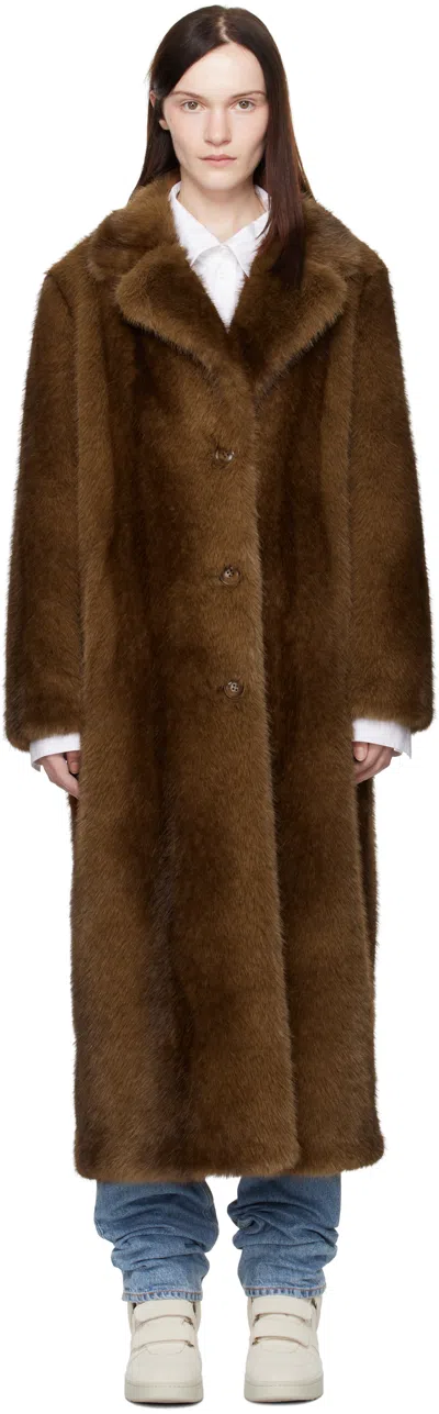 Stand Studio Brown Nora Faux-fur Coat In 87011 Natural Brown