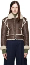 Stand Studio Brown Nyrah Faux-leather Jacket In 87503 Washed Brown/n