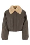 Stand Studio Brown Synthetic Leather Fran Padded Jacket In Molebrown