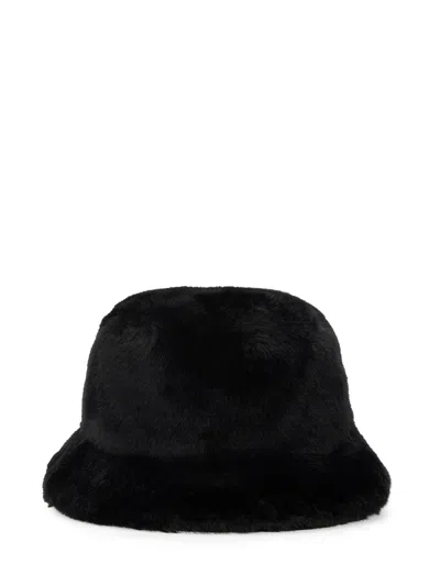 Stand Studio Vera Black Hat With Low Brim In Faux Fur Woman