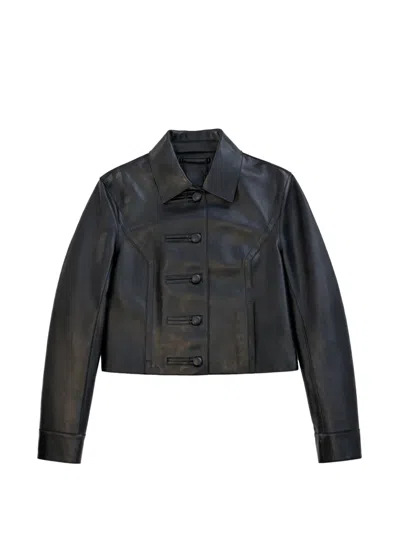 Stand Studio Buttoned Leather Jacket In Black