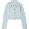 Stand Studio Calliope Leather Trucker Jacket In Blue Lagoon