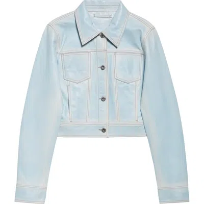 Stand Studio Calliope Leather Trucker Jacket In Blue Lagoon